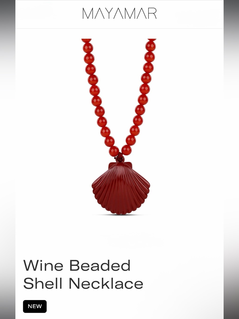 Mayamar Natural Wine Agate Bead Shell Necklace